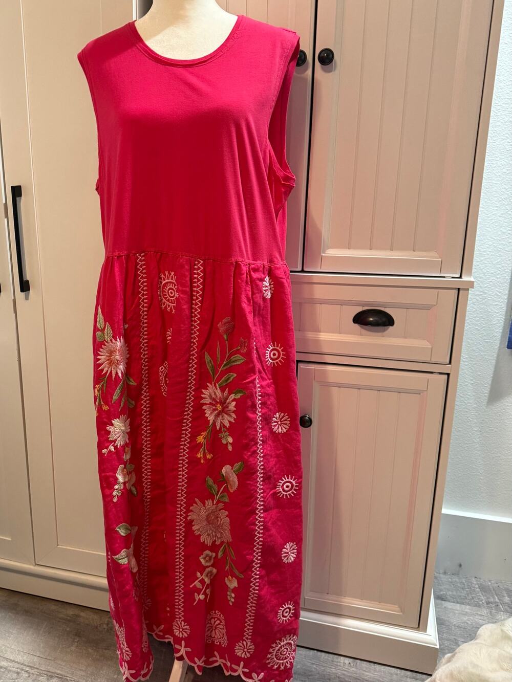 Johnny Was mixed media tank dress Della XL NWT